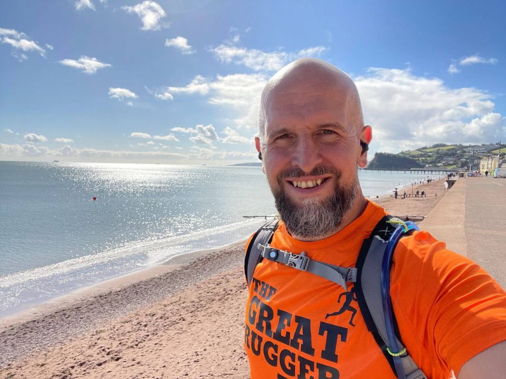 Tim Tunnicliff on the SW Coastal path during The Great Rugger Run